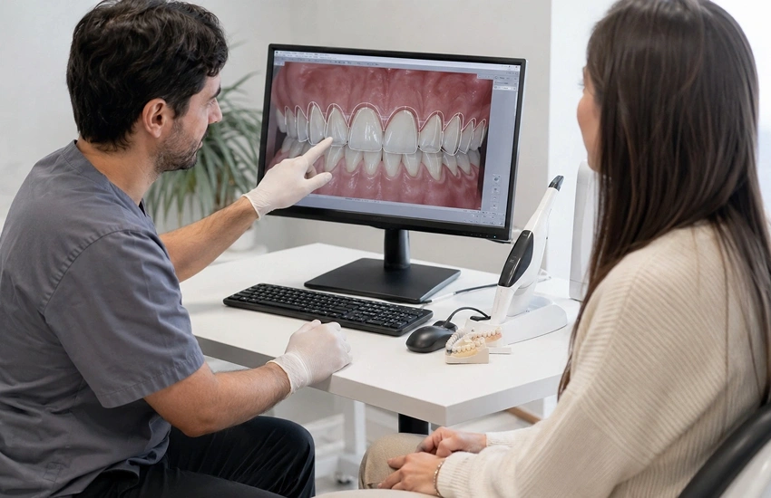 Valoración estética para decidir cuándo poner carillas dentales con diseño digital de sonrisa.