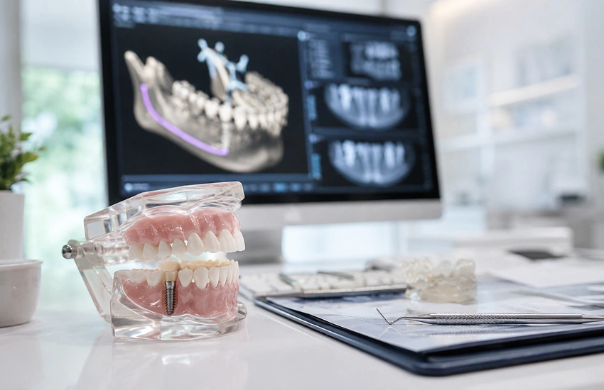 Dental Implant Surgery Planned with 3D Scanner and Treatment Explanation at the Clinic