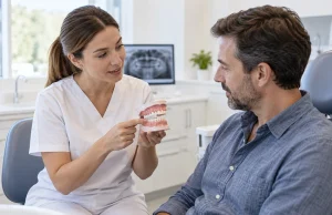 Professional explicant com solucionar la maloclusió dental mitjançant un model de les arcades dentals